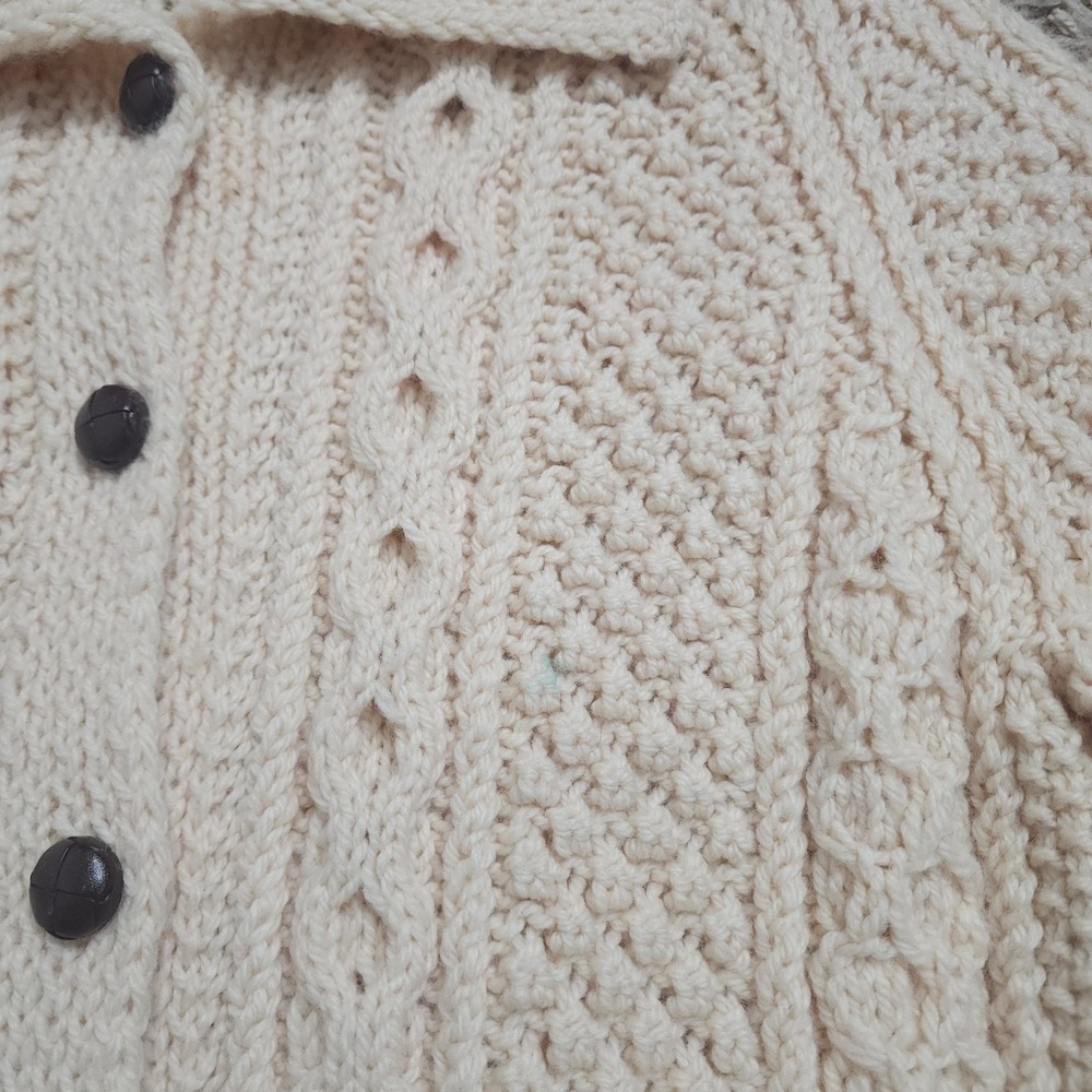 Handknit Garment Exclusively Made in Donegal Pure Wool Cable Womens M Cardigan - Picture 3 of 10
